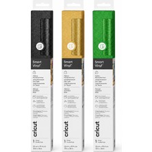Cricut 2091549 Smart Vinil Kalıcı Işıltılı 3'lü Renk Seti 33X91,4CM (Siyah, Altın, Yeşil)
