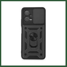 Bezos Redmi Note 12 5g Uyumlu Kılıf Pars Lens Yüzüklü Silikon - Siyah Bzst