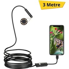 Chermik 3 Metre LED Işıklı Endoskop Kamera IP67 Su Geçirmez Yarı Esnek Kablo 3 Aparatlı Tesisat ve Araç Içi Görüntüleme Kamerası