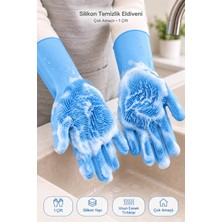 Tilbe Home Sihirli Magic Bulaşık Eldiveni Tırtıklı Elastik Kaymaz Dayanıklı Temizlik Eldiveni Ev Mutfak Banyo Lavabo Tezgah Araç Yıkama Çok Amaçlı Yüzey Temizleme Bulaşık Yıkama Eldiveni Mavi Renkli