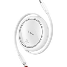 Baseus FREE2DRAW Mini 100W Usb-C To Usb-C 1.5 Metre Geri Çekilebilir Hızlı Şarj ve Data Kablosu - Beyaz