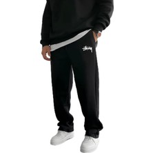 Happy Trend Rule Stüssy Baskılı Baggy Yazlık 3 Iplik Bol Kesim Düz Paça Mevsimlik Eşofman Altı RF0510