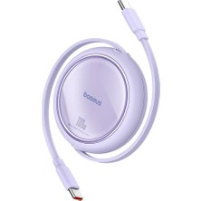 Baseus FREE2PULL Mini 100W Usb-C To Usb-C 1 Metre Geri Çekilebilir Hızlı Şarj ve Data Kablosu - Mor