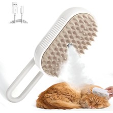 Happy Trend Buharlı Fırça, Kedi, Kedi Fırçası, Buharlı, Evcil Hayvan Spreyli, Masaj Tarağı, 3'ü 1 Arada Buharlı Fırça, Çok Fonksiyonlu Buharlı Fırça, Hayvan Tüyü Alma Tarağı, Buharlı Fırça Köpek (Porselen Beyaz)
