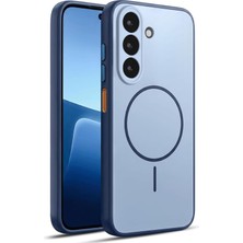 Caseonn Samsung Galaxy A27 Kılıf Metal Tuşlu Halka Desenli Silikon Kapak Lacivert