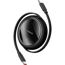 Baseus FREE2DRAW Mini 100W Usb-C To Usb-C 2 Metre Geri Çekilebilir Hızlı Şarj ve Data Kablosu - Siyah
