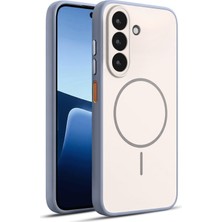 Caseonn Samsung Galaxy A27 Kılıf Metal Tuşlu Halka Desenli Silikon Kapak Beyaz