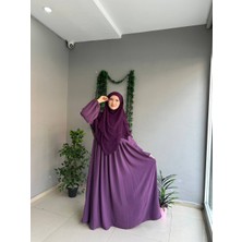 Yüsra Collection Tesettür Ayrobin Elbise ve Kısa Boy 3 Katlı Sufle 2'li Takım