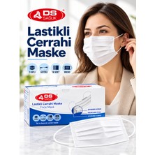 Ds Sağlık 3 Katlı Lastikli Cerrahi Maske Beyaz 50 Adet – Meltblown Filtreli, Tek Kullanımlık