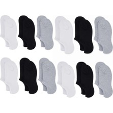 Elivora Kadın Görünmez Sneaker Babet Çorap 12'li | Geri Dönüşüm Iplikli, Nefes Alan, Siyah Beyaz Gri - Çok R