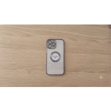 Elivora iPhone 14 Pro Max Kılıf Magsafe Şarj Özellikli Kamera Korumalı Şeffaf Siyah Gri Silikon Kapak
