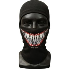Elivora Unisex Tam Yüz Balaklava Diş Desenli Kışlık Maske Nefes Alan Esnek Kask Altı Boyunluk Yumuşak Viskoz