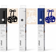 Cricut 2091788 Flocked Iron-On Kadife Dokulu Isı Transfer Vinili 3'lü Set (Siyah, Beyaz, Mavi)