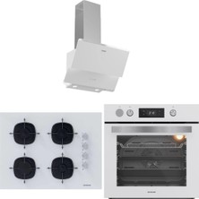 Silverline Fryart&steamart  Buharlı Pişirme Beyaz Cam Ankastre Set 3490 - CS5665W01 65CM Ocak- BO65P4W01