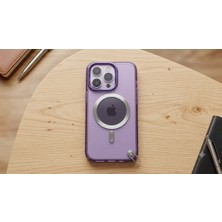Elivora iPhone 14 Pro Uyumlu Magsafe Şeffaf Mor Koruyucu Telefon Kılıfı