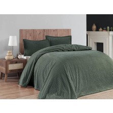 Merinos 3 Parça Haki Çift Kişilik Battaniye Seti Polyester Kumaş Temalı Orta Kalınlık 220X240
