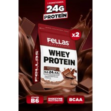 Fellas Whey Protein Tozu 24 g Protein 30 Servis Çikolata Aromalı (525 g) x 2