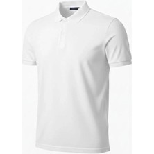 Marchè Bien Erkek Polo Yaka Düğmeli Pike Kumaş Tişört Regular Fit Kısa Kol T-Shirt - Beyaz
