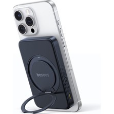 Baseus Picogo 5.000MAH Qi2 15W Manyetik Kablosuz 20W Usb-C Pd Hızlı Şarj Standlı Powerbank - Siyah