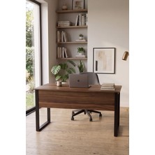 L'occi Concept Noa 140X60 Metal Ayaklı Çalışma Masası Ofis Bilgisayar Masası Ceviz  Noa1-Ce