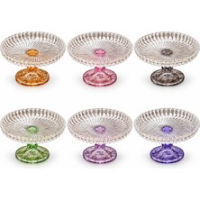 Toygar Renkli Kristal Ayaklı Kurabiyelik ve Ikramlık 6'lı Set