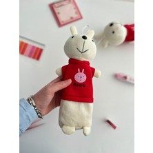 Kağıt Gemi Dükkan Kırmızı Peluş Kumaş Tavşan Kalemlik/Kalemkutu/Kalem Kutu/Çanta/Kırtasiye Çantası