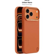 iPhone 18 Pro Max Uyumlu Kılıf M-Safe Şarj Özellikli Polimerik Deri Raptic Urban Nano Kapak Turuncu