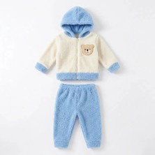Bebesimo 2'li Unisex Bebek Takım Bear Nakışlı Welsoft Pamuklu Bebek Takım 6-9,9-12,12-18,18-24 Ay Alt Üst 2'li Unisex Bebek Takımı Welsoft Kışlık Bebek Takım