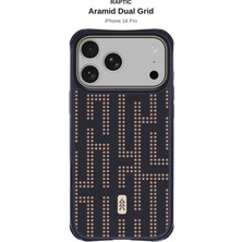 iPhone 18 Pro Kılıf M-Safe Şarj Özellikli Raptic Aramid Dual Grid Serisi Karbon Kapak Lacivert