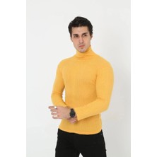 Marchè Bien Erkek Fitilli Kaşkorse Kumaş Boğazlı Full Likralı Slimfit Body - Sarı