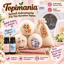 Topimania 3 Adet Xxxl Çamaşır Yün Kurutma Topu- 3 Adet 10 ml Uçucu Esansiyel Yağ - Kurutma Makinesi Için Doğal Yerli Üretim