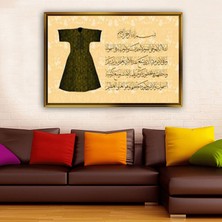 Giyense Tablo Tılsımlı Gömlek ve Ayetel Kursi Yazılı Çerçeveli Kanvas Tablo Modern Islami Dini Salon Dekoru