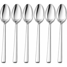 Brf Store Fineveil Yemek Kaşığı, 6'lı Paslanmaz Çelik Kaşık Seti, Gümüş Renk Metal 20 Cm, 6 Adet Içerikli Set