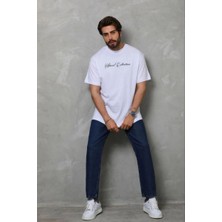 Marchè Bien Erkek Baskılı T-Shirt Kısa Kol Bisiklet Yaka Regular Fit Tişört - Beyaz