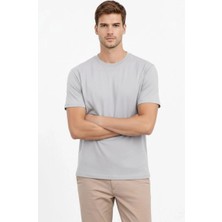 Marchè Bien Erkek Bisiklet Yaka Yazlık Kısa Kol Düz Tişört Regular Kalıp T-Shirt - Gri