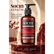 Sochy Keratin Özlü Saç Şampuanı 1000 ml Tuzsuz Keratin Kolajen Biotin B7 Boyalı & Hasar Görmüş Saçlar