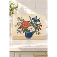 Çiçek Buketi — Temperli Cam Kesme ve Servis Tahtası — 25 × 35 cm
