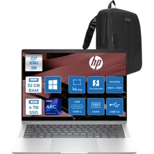 Hp Elitebook x Flip G1I Intel Core Ultra 5 228V 32GB LPDDR5X 4tb SSD Intel Arc 130V 14" Wuxga IPS Dokunmatik Windows 11 Home Taşınabilir Bilgisayar D30U8ETWH04 + Zettaçanta