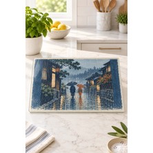 Kentsel Silüet — Temperli Cam Kesme ve Servis Tahtası — 25 × 35 cm