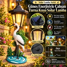 İki Yedi Konsept Turna Kuşu Solar Lamba Güneş Enerjili Bahçe Aydınlatması Dekoratif LED Lamba 32.5 cm Gece Lambası