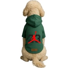 Vionna Baskılı Içi Polarlı Köpek ve Kedi Kıyafeti & Elbisesi - Yeşil Renk Kapüşonlu Hoodie B46A1, Xl