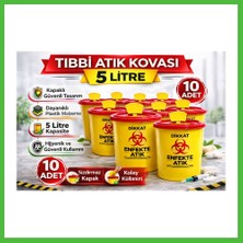Bezos Tıbbi Atık Kovası 5 Litre 10 Adet Kapaklı Tıbbi Atık Kutusu Enfekte Atık Kovası Arz
