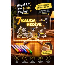 Syn Aksesuar LED Işıklı Silinebilir Yazı ve Çizim Tahtası – 7 Renkli Kalem Hediyeli, Ayarlanabilir Standlı Çizim  Not Panosu 20X30 cm