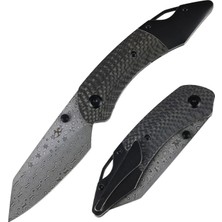 Kansept K9 | Karbon FIBER/G10 + Titanyum Sap | Damascus Çelik Çakı | K1151A4