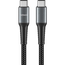 Genax Huawei Nova 13 PRO/P60/PURA 80 Ultra/mate X6 Uyumlu 120W Pd Type-C Siyah Örgülü Hızlı Şarj Kablosu