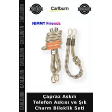 Carlburn Çapraz Askılı Telefon Askısı ve Şık Charm Bileklik Seti Kolye Sevimli Hediye