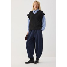 Touche Prive Beli Lastikli Gabardin Balon Pantolon