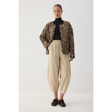 Touche Prive Beli Lastikli Gabardin Balon Pantolon