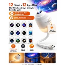 12 Diskli Galaksi Projektörü USB 5V Mini Gece Lambası, Yıldız ve Gökyüzü Projeksiyon Işığı [enerji Sınıfı A]