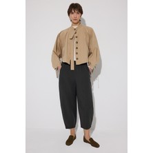 Touche Prive Beli Lastikli Gabardin Balon Pantolon